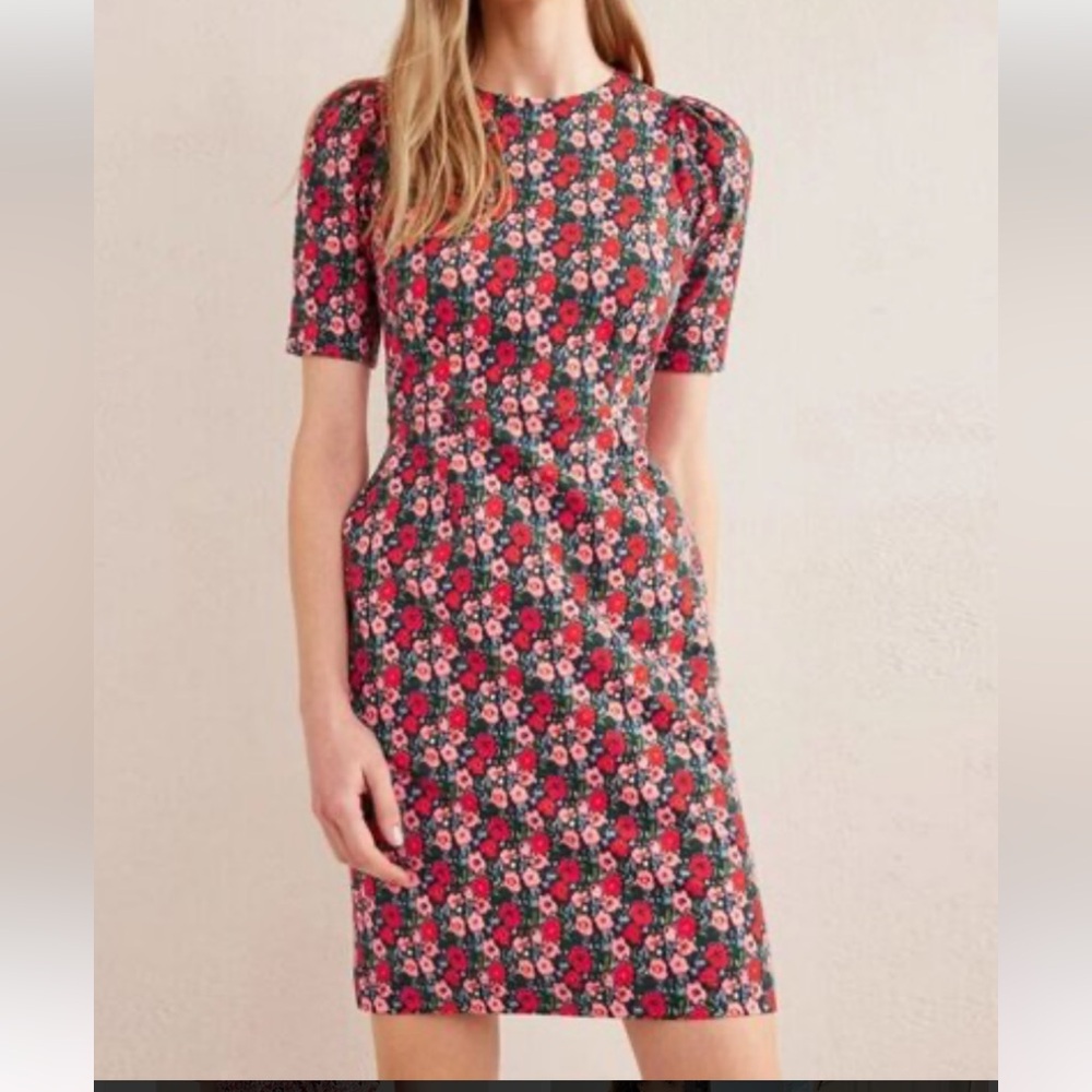Boden Floral Mini Dress in Green and Pink